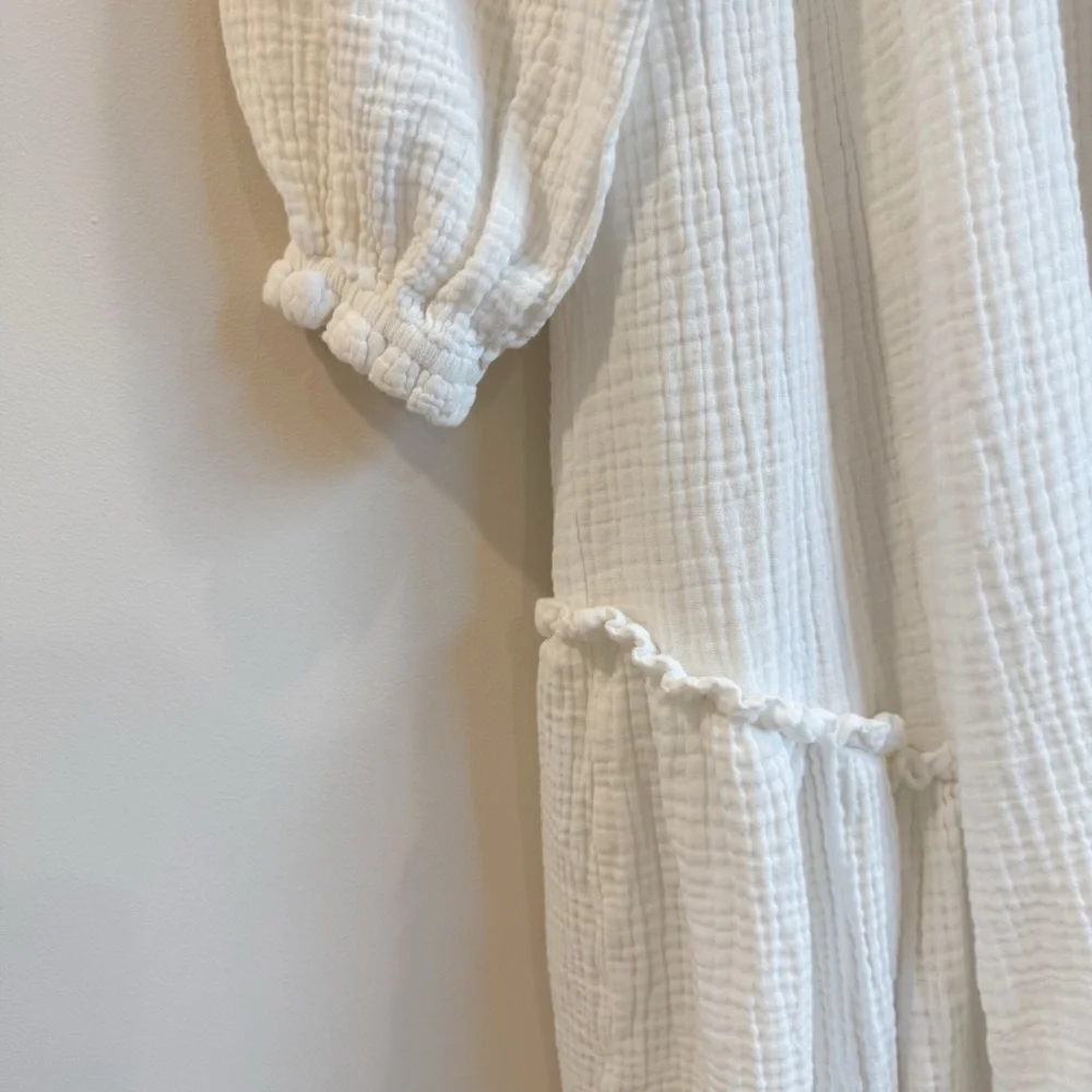 H&M White Cotton Long Sleeve Maxi Dress - Picture 6 of 12